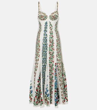 Farm Rio Vestido largo en mezcla de lino floral