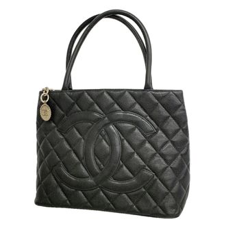 Chanel Black Grained Calfskin Tote Bag (Pre-Owned)
