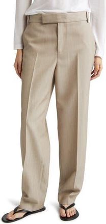 Nellie Partow Morrison Straight Leg Virgin Wool Pants in Oat at Nordstrom Rack, Size 10
