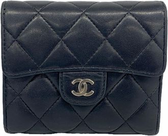 Chanel Black Leather Wallet (Tri-Fold) (Pre-Owned)