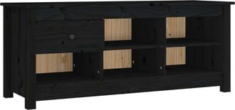 vidaXL Vidaxl - Mueble zapatero de madera maciza de pino negro 110x38x45,5 cm