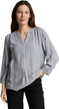 Tom Tailor Klassische Bluse TOM TAILOR, Damen, Gr. 34, navy wei&szlig; stripe, Web, Obermaterial: 100% Viskose, gestreift, regular fit normal, V-Ausschnitt, Blusen Kla