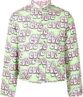 Comme Des Gar&ccedil;ons Winter Jackets, male, Multicolor, M, Padded Jacket Lime Green Pink White