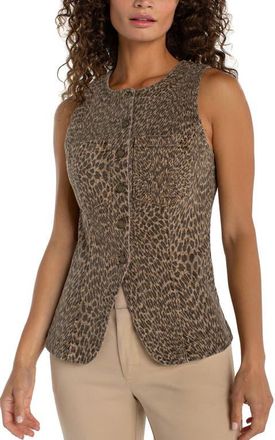 Liverpool L.A. Print Button Front Vest in Khaki Abstract Animal Print at Nordstrom, Size X-Small