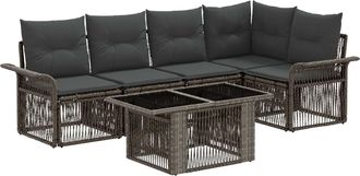 vidaXL Conjunto De Sof&aacute;s De Jard&iacute;n 6 Uds. Gris Y Gris Oscuro Vidaxl