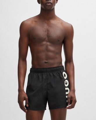 HUGO BOSS ABAS Mannen Logo-Print Zwemshorts in Sneldrogend Stof NOS