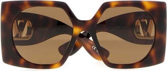 Valentino Garavani Womens Sunglass Tortoiseshell Acetate Sunglasses Brown