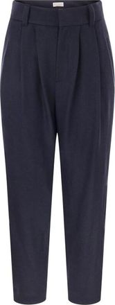 Brunello Cucinelli Navy Pleated Tailored Trousers, Brand Size 48 (US Size 14)