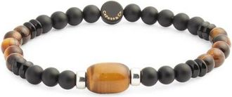 Caputo & Co. Mens Barrel Beaded Stretch Bracelet in Yellow Tiger Eye at Nordstrom