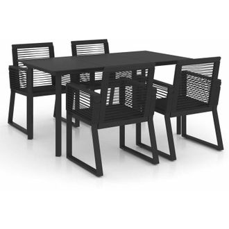 vidaXL Juego De Comedor De Jard&iacute;n 5 Piezas Rat&aacute;n Pvc Negro Vidaxl