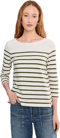 Tommy Bahama Bahama Bliss Stripe 3/4 Sleeve Top Womens Clothing Coconut : LG (US 12-14), Cotton