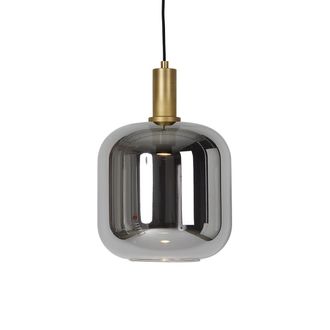 QAZQA Dise&ntilde;o L&aacute;mpara Colgante Negra Con Dorado Y Cristal Ahumado Incl. Pucc - Zuzanna Vidrio /acero Redonda Adecuado Para Led Max. 1 X 3.5 Watt - Qazqa