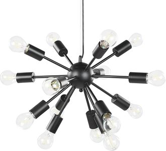 Beliani L&aacute;mpara De Techo De Metal Negro 115 Cm 15 Luces Bombillas Iluminaci&oacute;n Ambiente Moderno Balagas