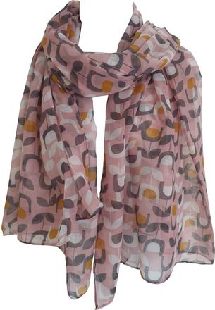 GlamLondon Womens Block Floral Print Scarf Retro Wrap (Pink)