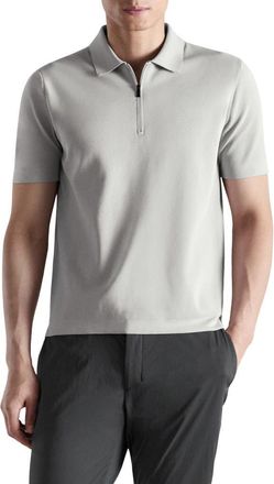 Mango Zip Cotton Blend Polo in Ice Grey at Nordstrom, Size Medium