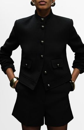 Mango Claudia Button Front Jacket in Black at Nordstrom, Size Xx-Large