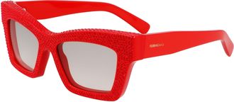 Ferragamo Red Butterfly Ladies Sunglasses SF2045SR 600 52