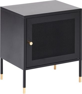 Beliani Beliani - Mesita De Noche Moderna Industrial Puerta De Malla Acero Negro Ossett