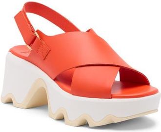 Sorel Kinetic Aura Slingback Platform Sandal in Crimson Fire/Honey White at Nordstrom, Size 8.5