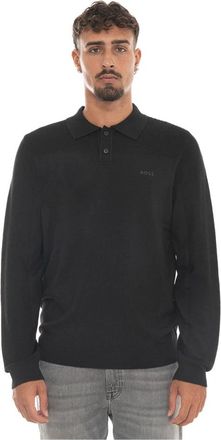 HUGO BOSS Gebreide Polo met Lange Mouwen - Heren - Polos - Zwart - XL - Tops