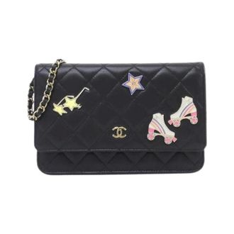 Chanel Pre-owned Chain Wallet Lambskin Wallet - Dames - Pre-owned - Zwart - Maat: ONE Size Leer