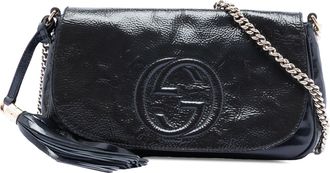 Gucci Pre-owned Womens Medium Patent Soho Chain Flap Crossbody - Black Leather - One Size