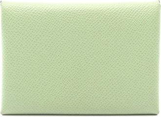 Herm&egrave;s Green Leather Coin Purse/Coin Case (Pre-Owned)