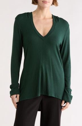 Go Couture Hooded High-Low Tunic in Aventurine at Nordstrom Rack, Size X-Large