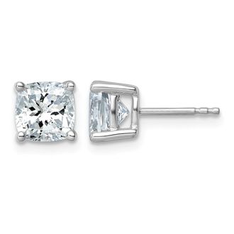 Diamond2Deal 14k White Gold 3 ctw Cushion Cut Lab Grown Diamond Stud Earrings