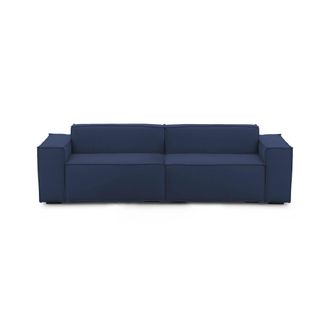 Dmora Sof&aacute; Fijo Dmelucc, Sof&aacute; Modular Lineal De 3 Plazas, 100% Made In Italy, Sof&aacute; De Sal&oacute;n Moderno En Tela., Cm 260x95h70, Azul - Dmora