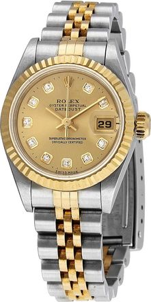 Rolex Pre-owned Rolex Datejust Automatic Diamond Gold Dial Ladies Watch 69173CDJ
