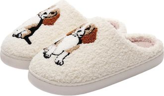Generic Memory Foam Slippers Womens Cute Pet Dog Cotton Slippers with Beagle Design Winter Funny Warm Indoor House Shoes
