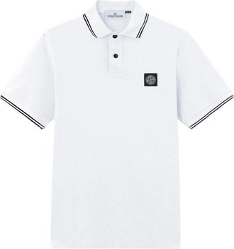 Stone Island 2200010 Slim-Fit Compass Patch Polo Shirt White L1S1522000-10S0018-V1001