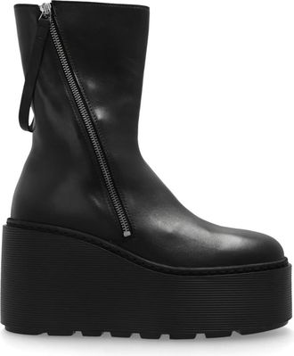Vic Mati&eacute; Platform enkellaarzen - Dames - Sleehakken - Zwart - 38 EU - Leer - Schoenen