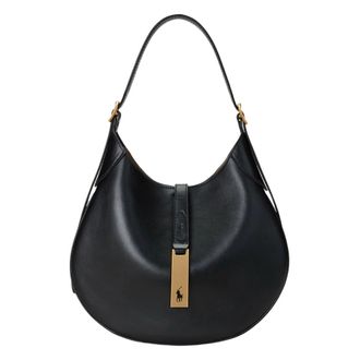 Polo Ralph Lauren Tassen, Dames, Zwart, ONE Size, Leer, ID Leather Small Shoulder Bag