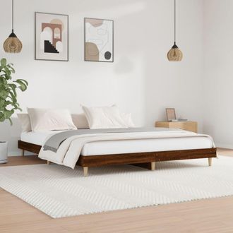 vidaXL Estructura De Cama Sin Colch&oacute;n Roble Marr&oacute;n 200x200 Cm Vidaxl