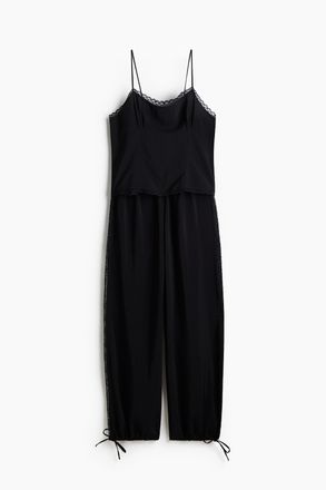 H&M Pyjama mit Spitzenbesatz - Schwarz