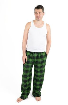 Leveret Mens Cotton Flannel Holiday Pajama Pants in Plaid Black & Green at Nordstrom, Size Xxx-Large
