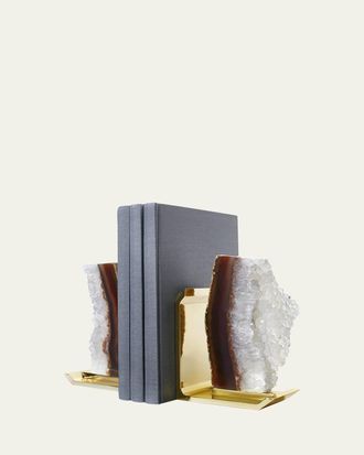 ANNA new york Fim Agate Druzy & Natural Brass Bookends
