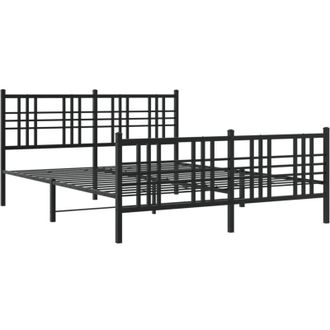 vidaXL Vidaxl - Estructura Cama Sin Colch&oacute;n Con Estribo Metal Negro 150x200 Cm