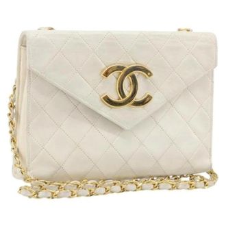 Chanel Pre-owned Vintage Schoudertas - Dames - Pre-owned - Beige - Maat: ONE Size Leer