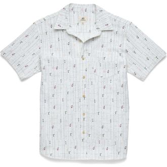 Surfside Supply Co. Joey Seersucker Cocktail Shirt in White at Nordstrom, Size X-Large