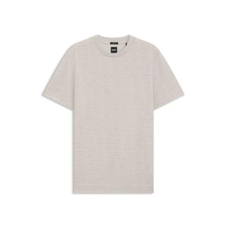 BOSS Cotton T-shirt with two-tone jacquard-knit pattern