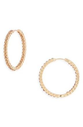 Nordstrom Rack Crystal Medium Inside Out Hoop Earrings in Opal- Gold at Nordstrom Rack
