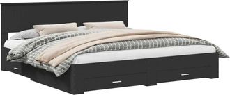 vidaXL Estructura De Cama Con Cabecera Negro Y Plata 200 X 200 Cm Vidaxl