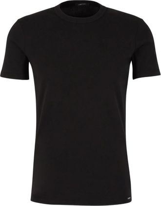 Tom Ford Cotton Stretch Jersey Crew Neck T-Shirt - Heren - T-shirts - Zwart - 2XL - Katoen - Tops