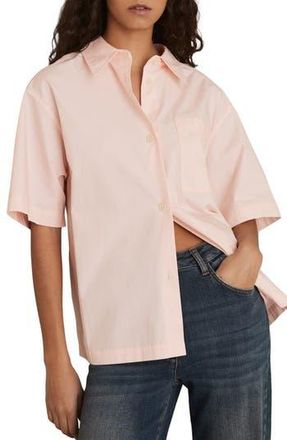 Reiss Jordan Oversize Short Sleeve Button-Up Shirt in Coral Pink at Nordstrom Rack, Size 0 Us / 4 Uk