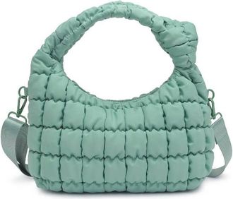 Sol and Selene Womens Radiance Quilted Puffer Nylon Crossbody Bag In Pistachio
