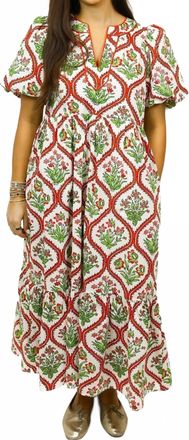 Entro Georgia Maxi Dress In Red And Green