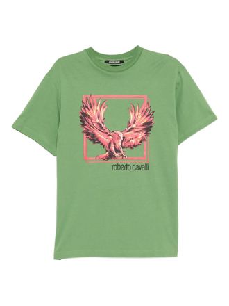Roberto Cavalli graphic-print cotton T-shirt - Groen